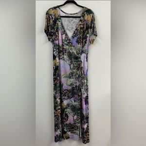 EUC Soft Surroundings Joli Jardin Faux Wrap Floral Maxi Dress.
